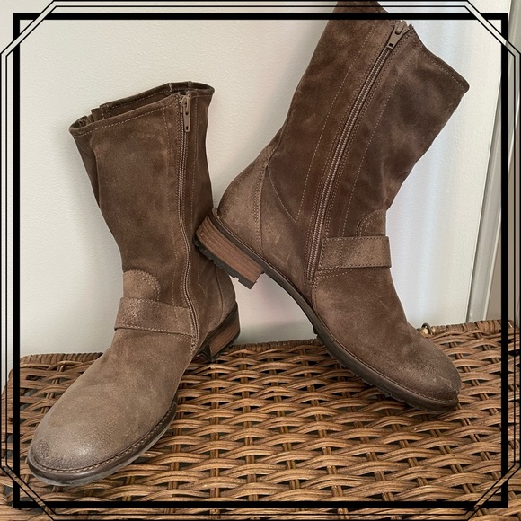 Paul Green Leather & Suede distressed Motorcycle Boots in BrownUK 5,US 7.5 - Picture 1 of 9